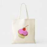 Petit gâteau rose avec la cerise fourre-tout sacs en toile