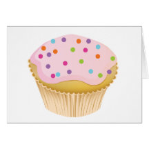 Petit gâteau rose carte de vœux