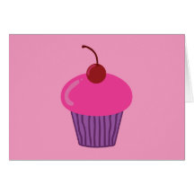 Petit gâteau rose carte de vœux