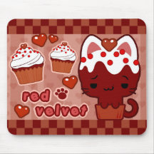 Petit gâteau rouge Kitty Mousepad de velours Tapis De Souris