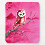 Petit hibou réfléchi mignon tapis de souris