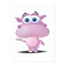 petit hippopotame triste mignon carte postale