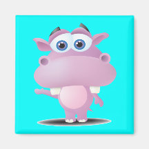 petit hippopotame triste mignon aimants pour réfrigérateur