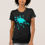 Petit T-shirt de peinture de dames turquoises d'éc