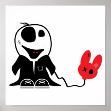 petit type mignon de zombi avec le ballon mort affiche