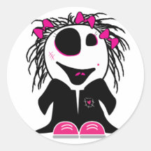 petit zombi mignon girly autocollant rond