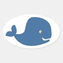 Petite baleine bleue - c'est un garçon autocollants ovales