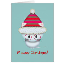 Petite carte de Noël blanche mignonne de chaton