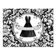 Petite carte postale noire vintage de robe