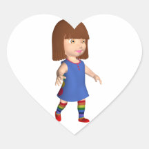 Petite fille autocollant en cœur