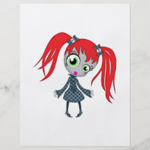 Petite fille déplaisante effrayante prospectus avec motif