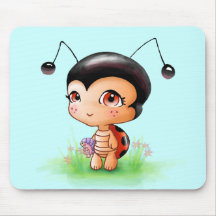 Petite fille Mousepad de coccinelle Tapis De Souris