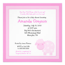 Petite invitation rose de baby shower de la ferme 