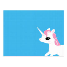 Petite licorne avec la carte postale rose de crini