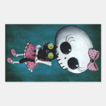 Petite Mlle Death - beauté de Hallowen Sticker Rectangulaire