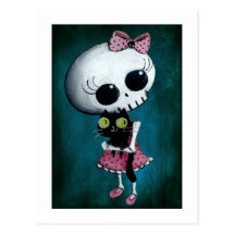 Petite Mlle Death - beauté de Hallowen Carte Postale