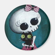 Petite Mlle Death - beauté de Hallowen Aimant Pour Réfrigérateur
