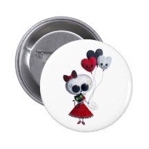 Petite Mlle Death Valentine Girl Badges Avec Agrafe