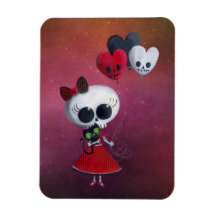 Petite Mlle Death Valentine Girl Magnet En Vinyle