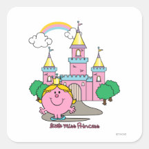 Petite Mlle le princesse et le château 1 Sticker Carré
