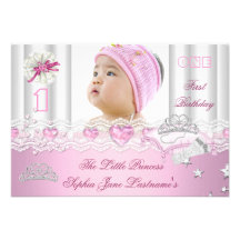 Petite photo de fête d'anniversaire de princesse F Cartons D'invitation