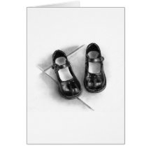 PETITES CHAUSSURES NOIRES : ART DE CRAYON : RÉALIS CARTE DE VŒUX
