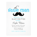 Petites invitations bleues de baby shower de moust