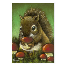 Petits écureuil et champignons carte de visite