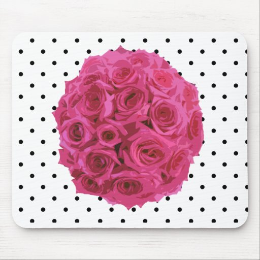 Petits pois/bouquet noirs rose de roses indien tapis de souris