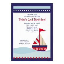 Peu d'anniversaire nautique 5x7 de bateau de marin cartons d'invitation