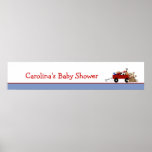 Peu de bannière rouge de baby shower de chariot posters