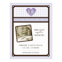 Peu de faire-part de naissance de lavande d'amour cartes postales