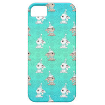 Peu de lapins de neige dans le motif de chapeaux e étui iPhone 5