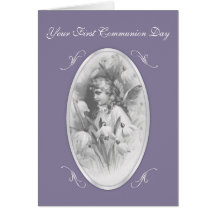 Peu de premier jour de communion d'ange cartes de vœux