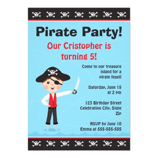 Peu d'invitation de fête d'anniversaire de pirate 