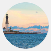 Phare au coucher du soleil autocollants