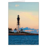 Phare au coucher du soleil carte de vœux