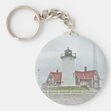 Phare dans le Joyeux Noël de neige Porte-clef