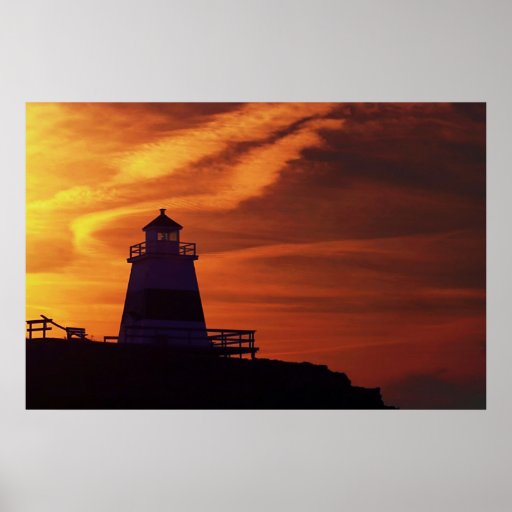 Phare de coucher du soleil posters