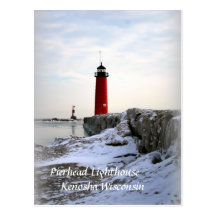 Phare de musoir, Kenosha le Wisconsin Carte Postale