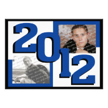 Photo bleue de jumeau de diplômé du bloc 2012 carton d'invitation