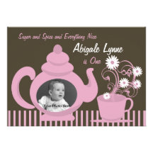 Photo d'anniversaire de théière invitations personnalisées