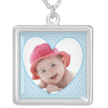 Photo de bébé de coeur de bleus layette pendentif