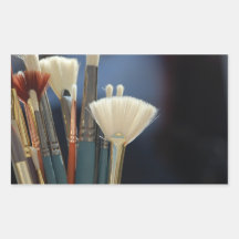 Photo de pinceaux d'artiste autocollant rectangulaire