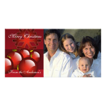 Photo d'or et de famille d'ornements de rouge cartes avec photo