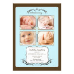 Photo faire-part de naissance bleu de quadruple 5x