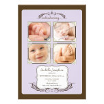 Photo faire-part de naissance pourpre de quadruple