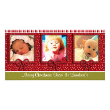 Photo minuscule mignonne de Noël de rayures de flo Cartes De Vœux Avec Photo
