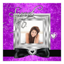 Photo noire pourpre de sweet sixteen du bonbon 16 invitations