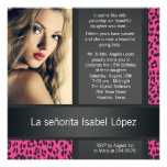 Photo personnalisée par léopard Quinceanera de ros Invitations Personnalisables
